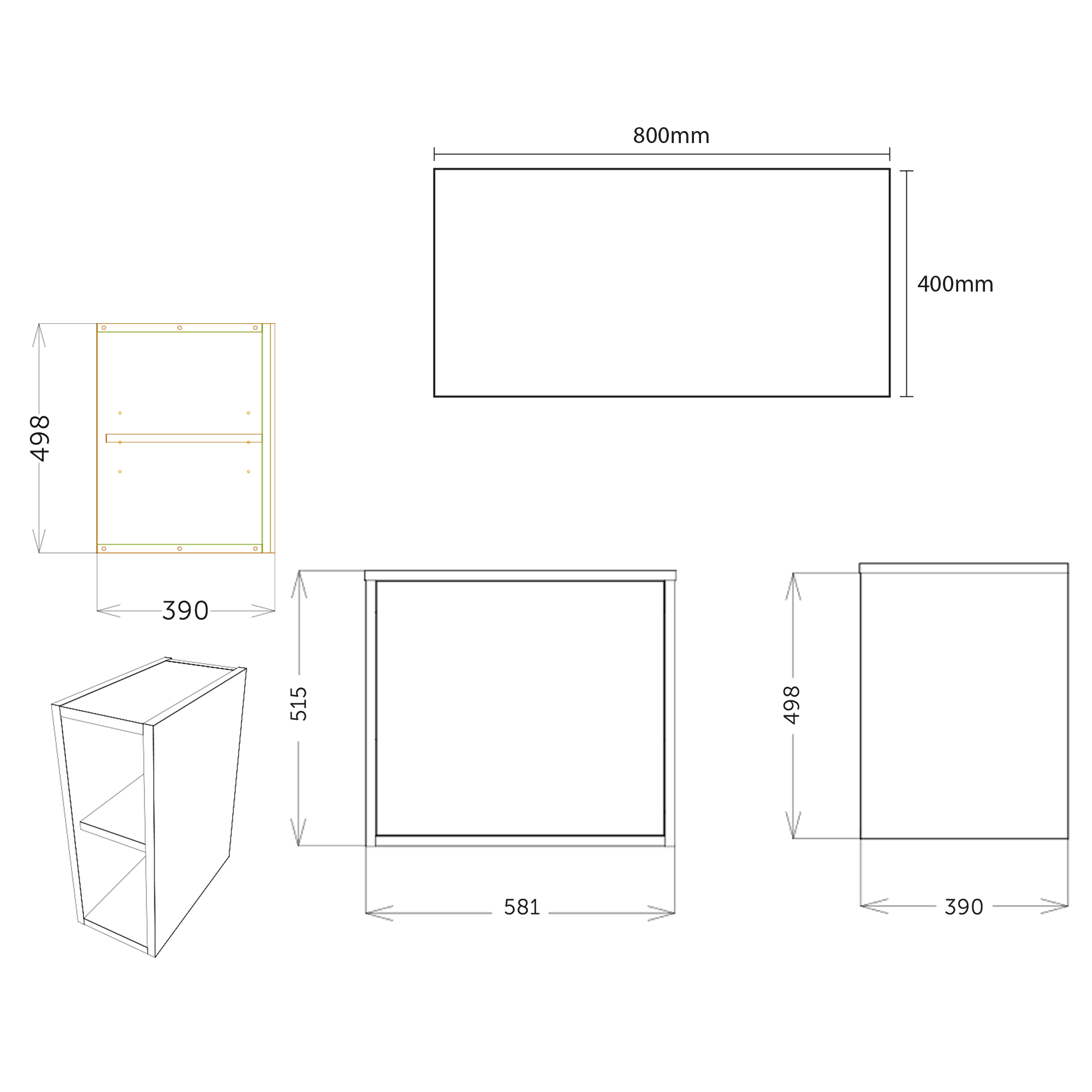 Billy 800mm Wall Hung Vanity Unit with Fluted Drawer Front & Countertop