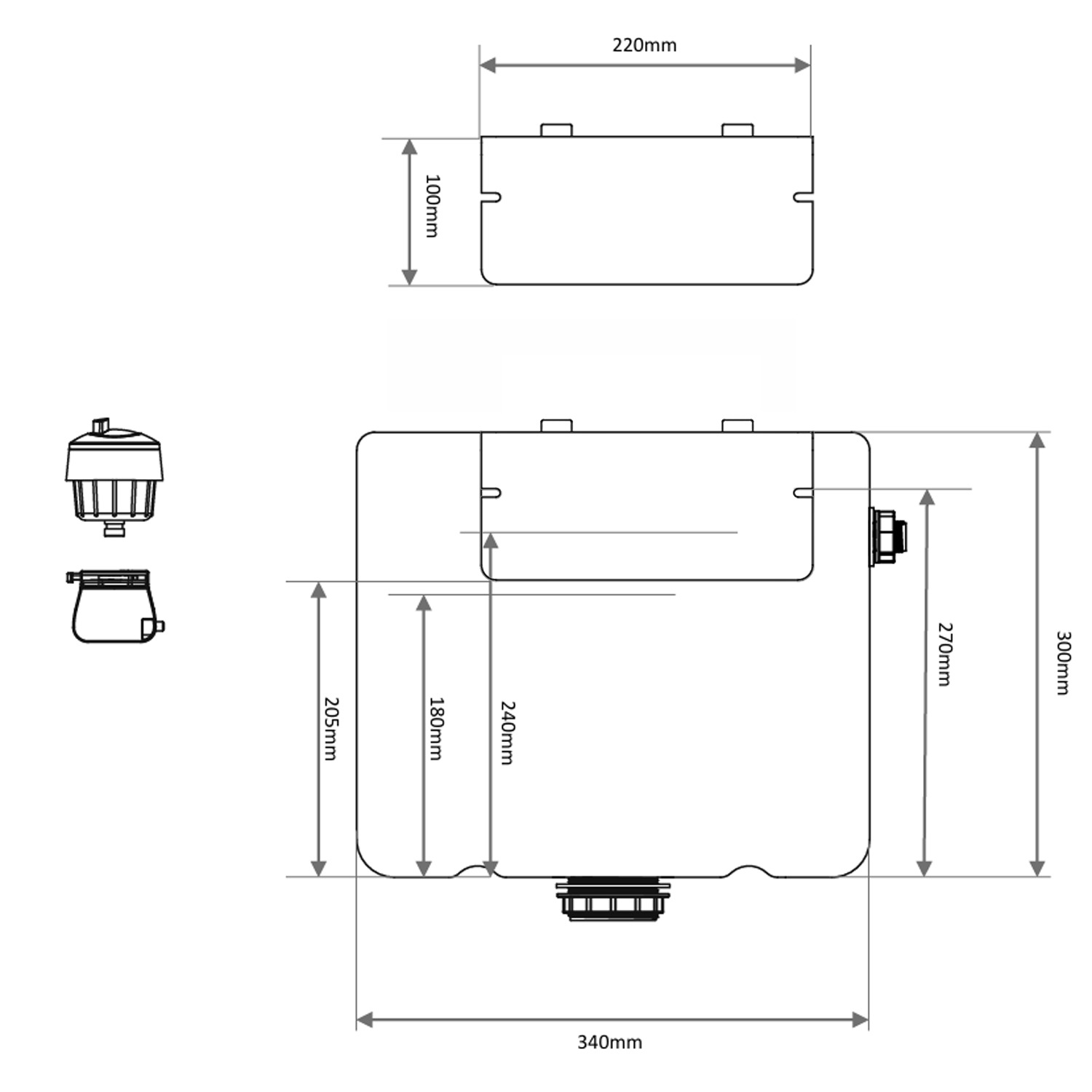Drench Dual Flush Concealed Cistern with Square Dual Flush Button