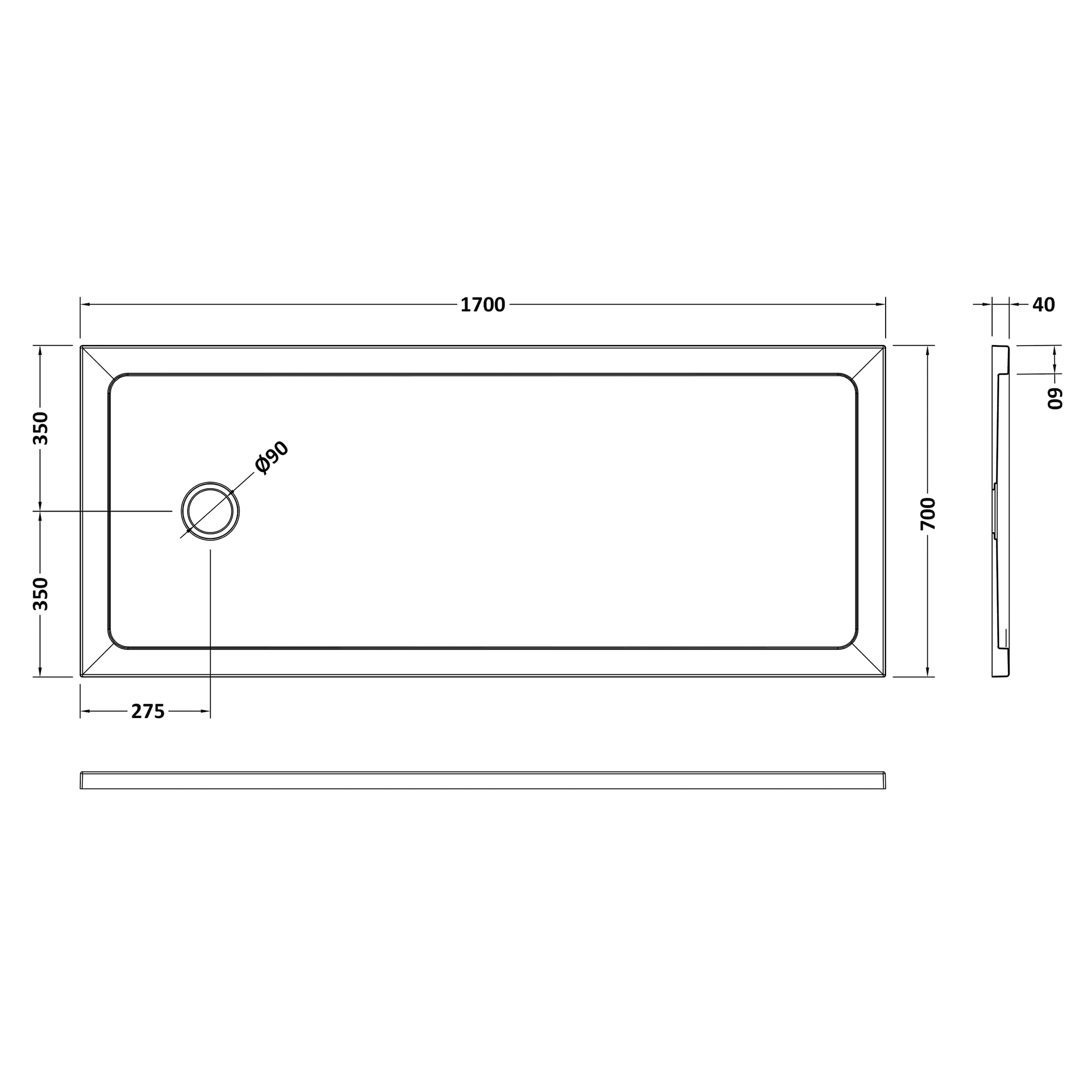 Drench MineralStone Low Profile Bath Replacement Tray - 1700 x 700