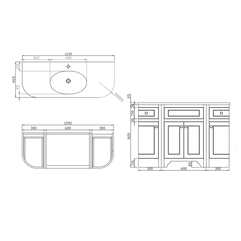 Butler & Rose Charlotte 1200mm Floorstanding Vanity Unit & Basin