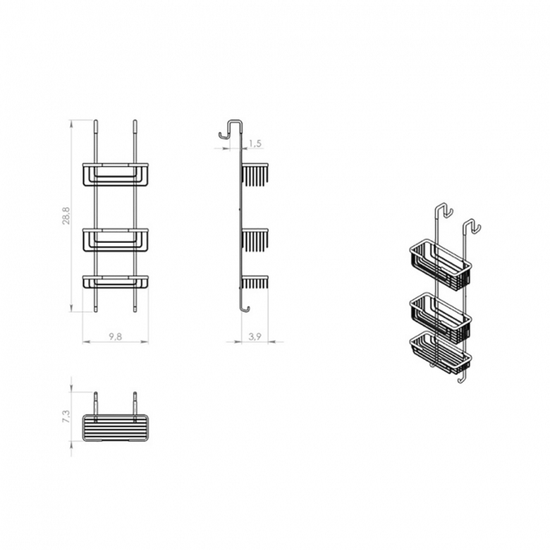 Gedy Hanging Shower Rack 3 Tier