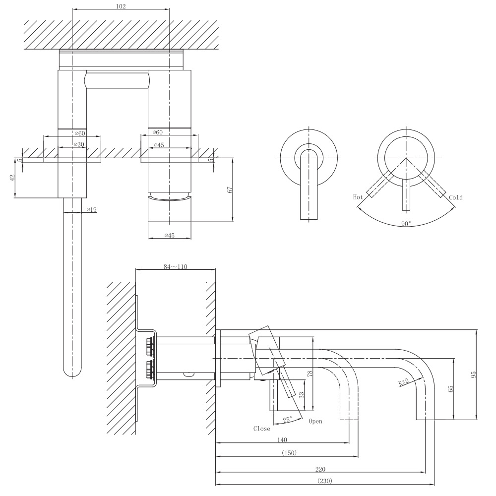 Crosswater MPRO Wall Mounted Basin Mixer Tap