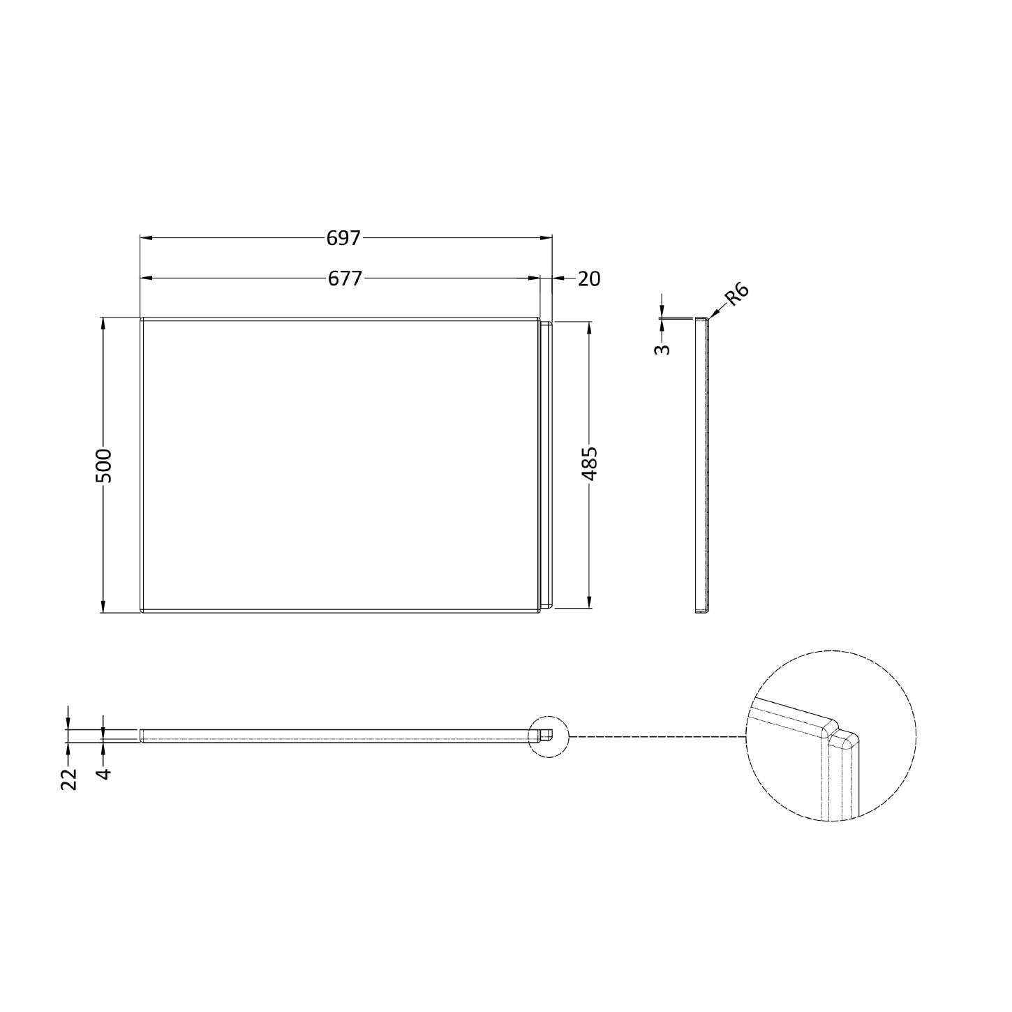 Drench Square Shower Bath End Panel - 700mm