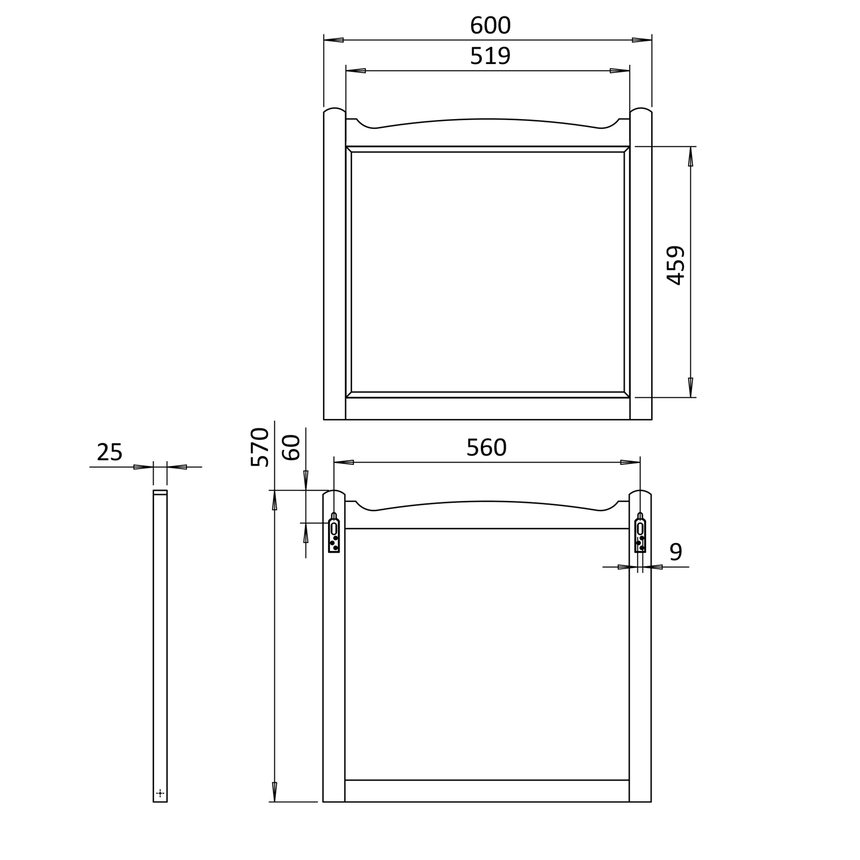 Burlington Guild Framed Mirror - 600 x 570mm