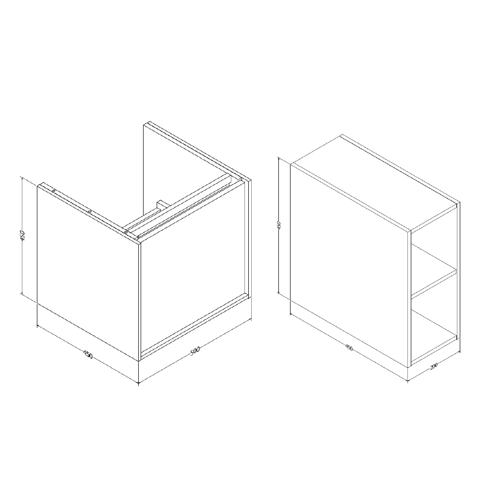 Crosswater Infinity Single Wall Mounted Drawer Unit and Double Base Unit with Worktop - 900mm