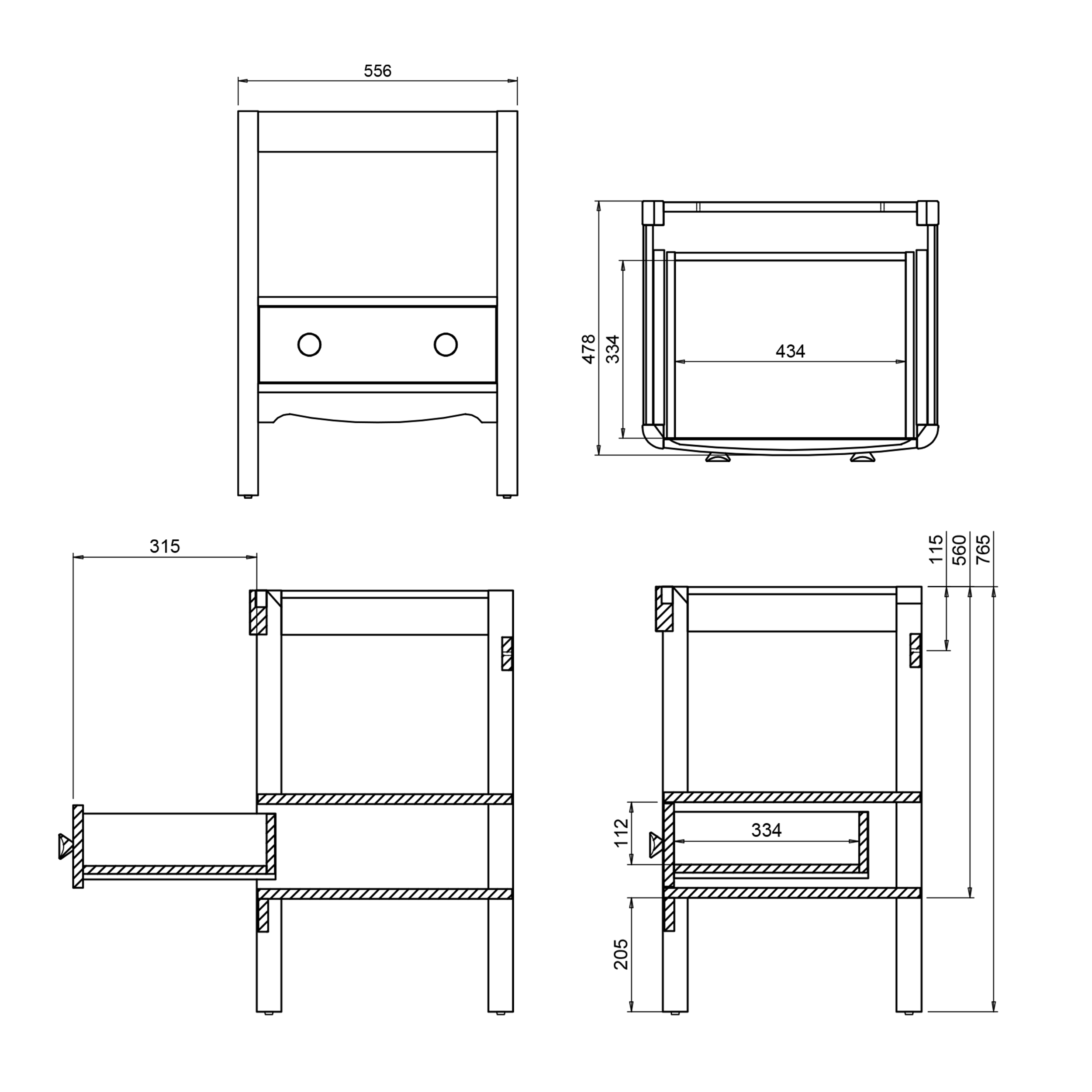 Burlington Guild 620mm Floorstanding Vanity Unit & Basin